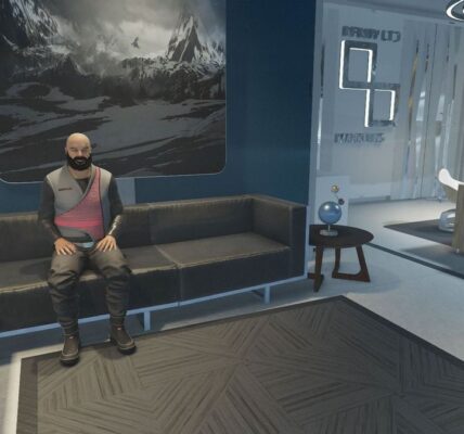 Waiting in Infinity Ltd reception during the Starfield Sabotage mission